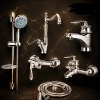 ست ۶تکه شیرآلاتقاجاری کروم مطابق عکس (قیمت واقعی)