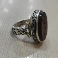 انگشتر نقره مردانه عقیق قرمز حکاکی حسبی الله