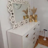 آینه و کنسول سفید طلایی|بوفه، ویترین، کنسول|ری, منصوریه منگل|دیوار