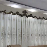 پرده سلطنتی ۷ متری و کتیبه سفید کرم در حد نو|پرده، رانر، رومیزی|رشت, فلسطین|دیوار