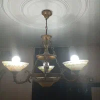 لوستر سه شاخه برنز به همراه دیوارکوب