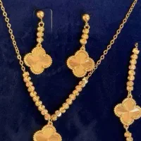 دستبند بنگل زنجیر ژوپینگ طلا روس نیم ست انگشتر