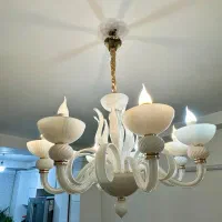 لوستر کریستالی مورانو سفید طرح ایتالیایی|لوستر و چراغ آویز|قزوین, |دیوار