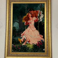 تابلوفرش دستبافت دختر تاب سوار|تابلو فرش|تهران, وصفنارد|دیوار