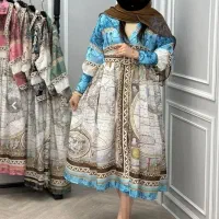 پیراهن بلند ابریشم طرح ترک