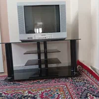 تلویزیون۲۱اینچ،میز تلویزیون شیشه ای،دستگاه دیجیتال