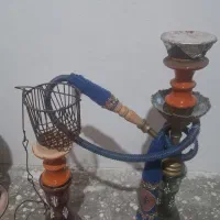 قلیان تنه برنجی سنگین با شلنگ چرم نو