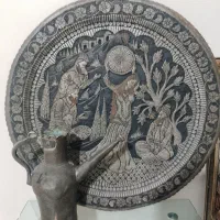 سینی مسی قدیمی 60سانتی|کلکسیون اشیاء عتیقه|بروجرد, |دیوار