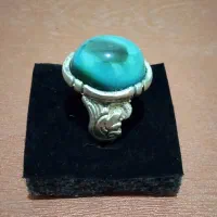 انگشتر بی مانند عقیق سبزآبی خالدار