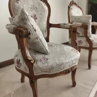 مبلمان استیل چوب گردو با میز هشت نفره