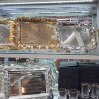 سینی استیل طلایی پذیرایی|ظروف سرو و پذیرایی|شیراز, شاهچراغ|دیوار