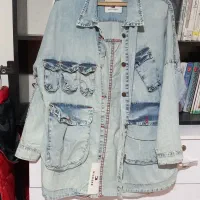 مانتو.سپرت جین آبی رنگ تنخور شیک