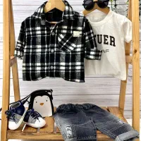 ست چهارخونه پسرانه/شومیز شلوار دخترانه/شلوار لی