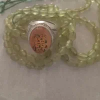 انگشتر نقره با نگین عقیق پرتقالی تسبیح شاه مقصود