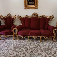 مبل سلطنتی چوب راش تمام ورق طلا