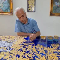 نقاشی روی کاشی وپخت. صنایع دستی