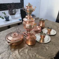 سرویس دوازده پارچه مسی و سماور تزئینی|صنایع دستی و سایر لوازم تزئینی|شیراز, جوادیه|دیوار