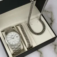 پکیج ساعت و گردنبند و دستبند مردانه