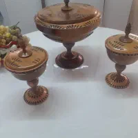 ظرف چوبی آجیلو میوه و دوعددقندون یاواسه شکلات ..