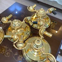 4 عدد لوستر سه شعله سقفی آب طلا کاری|لوستر و چراغ آویز|اهواز, کیانپارس |دیوار