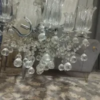 لوستر کریستالی با بدنه برنز نقره‌ای