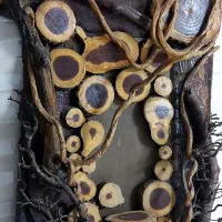 هنر دست چوبی جای شمع و گلدان ۷۰ سانتی