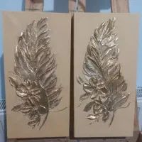 دو عدد تابلو نقش برجسته پر