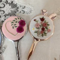 آینه دستی گلدوزی شده|صنایع دستی و سایر لوازم تزئینی|قم, حنیف نژاد|دیوار