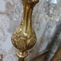 دو عدد لوستر ایستاده کنارسالنی ۱۳شعله برنز|لوستر و چراغ آویز|خرم‌آباد, |دیوار