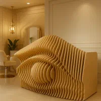 میز کانتر سالن زیبایی و آرایشگاه طرح چشم