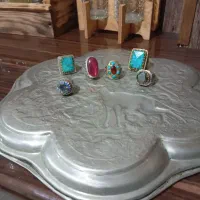 1سینی نقره و6انگشتر نقره و گردنبند ایتالیایی نقره