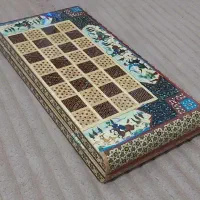 تخته نرد و شطرنج خاتم با مهره های فلزی