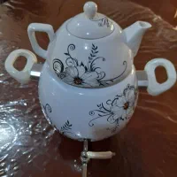 کتری لعابی ۶ لیتری و قوری چینی ست