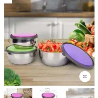 کاسه استیل در دار ۳ تایی|ظروف نگهدارنده، پلاستیکی، یکبارمصرف|آق قلا, |دیوار