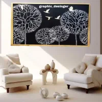 تابلوی مدرن (دکوراتیو) درخت وپرنده