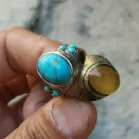 انگشتر سنگ اصل فیروزه و عقیق