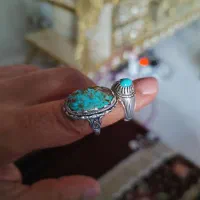 انگشتر نقره فیروزه دو عدد