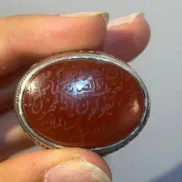 انگشتر عقیق کهنه یمنی بارکاب دست ساز جنگی