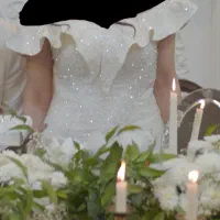 لباس عقد عروس جواهردوزی + تور و شنل، سایز ۳۸-۴۲