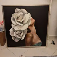 تابلو نقاشی طرح بانو و گل|تابلو، نقاشی، عکس|تهران, شهرک آپادانا|دیوار
