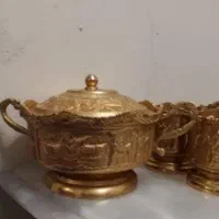 چایخوری برنجی قلم دست قدیمی