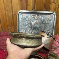 قراچه و لگنچه قدیمی مسی اصلی|کلکسیون اشیاء عتیقه|ساری, |دیوار