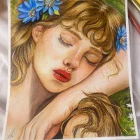 نقاشی چهره مدادرنگی|تابلو، نقاشی، عکس|قم, آزادگان|دیوار