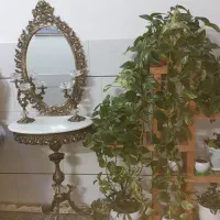 آینه و شمعدان برنزی|صنایع دستی و سایر لوازم تزئینی|خمینیشهر, |دیوار