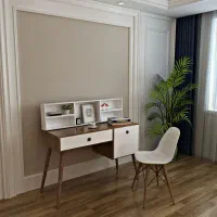 میز تحریر و لپ تاپ ، میزتحریر پایه چوبی بانک دکور|میز تحریر و کامپیوتر|تبریز, |دیوار