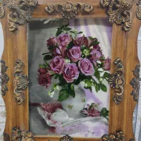 تابلو فرش دستبافت طرح گل‌وگلدان