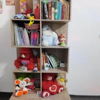 قفسه کتاب و عروسک