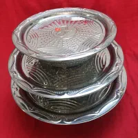 سرویس لگن درب دار سوفله سینی استیل بزرگ