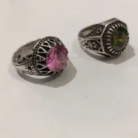 انگشتر توپاز صورتی و زبرجد