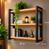 شلف دیواری چوب و فلز مدرن